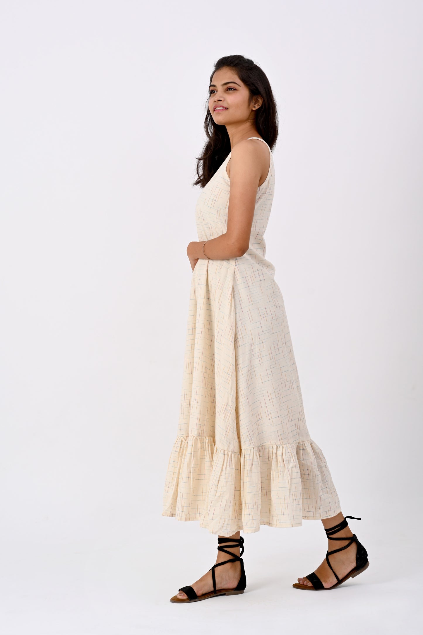 White halter neck dress