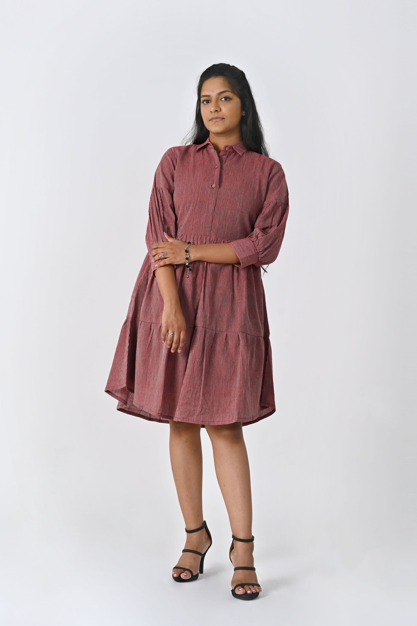 Maroon Stipe Frock