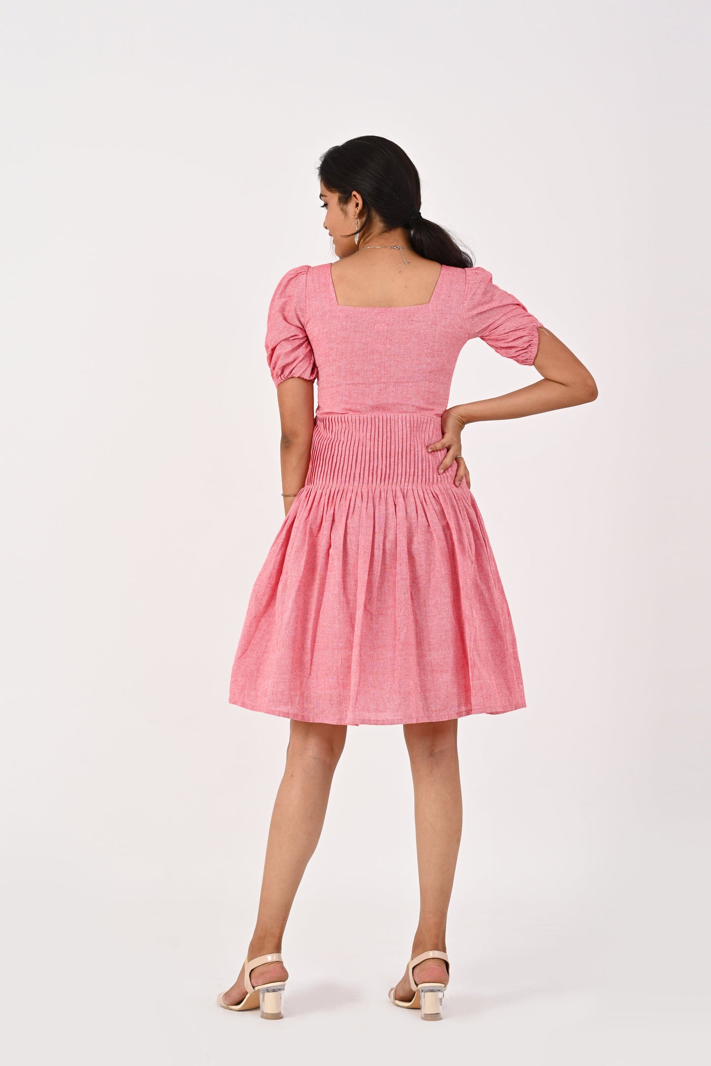 Pink Pin Tuck Dress