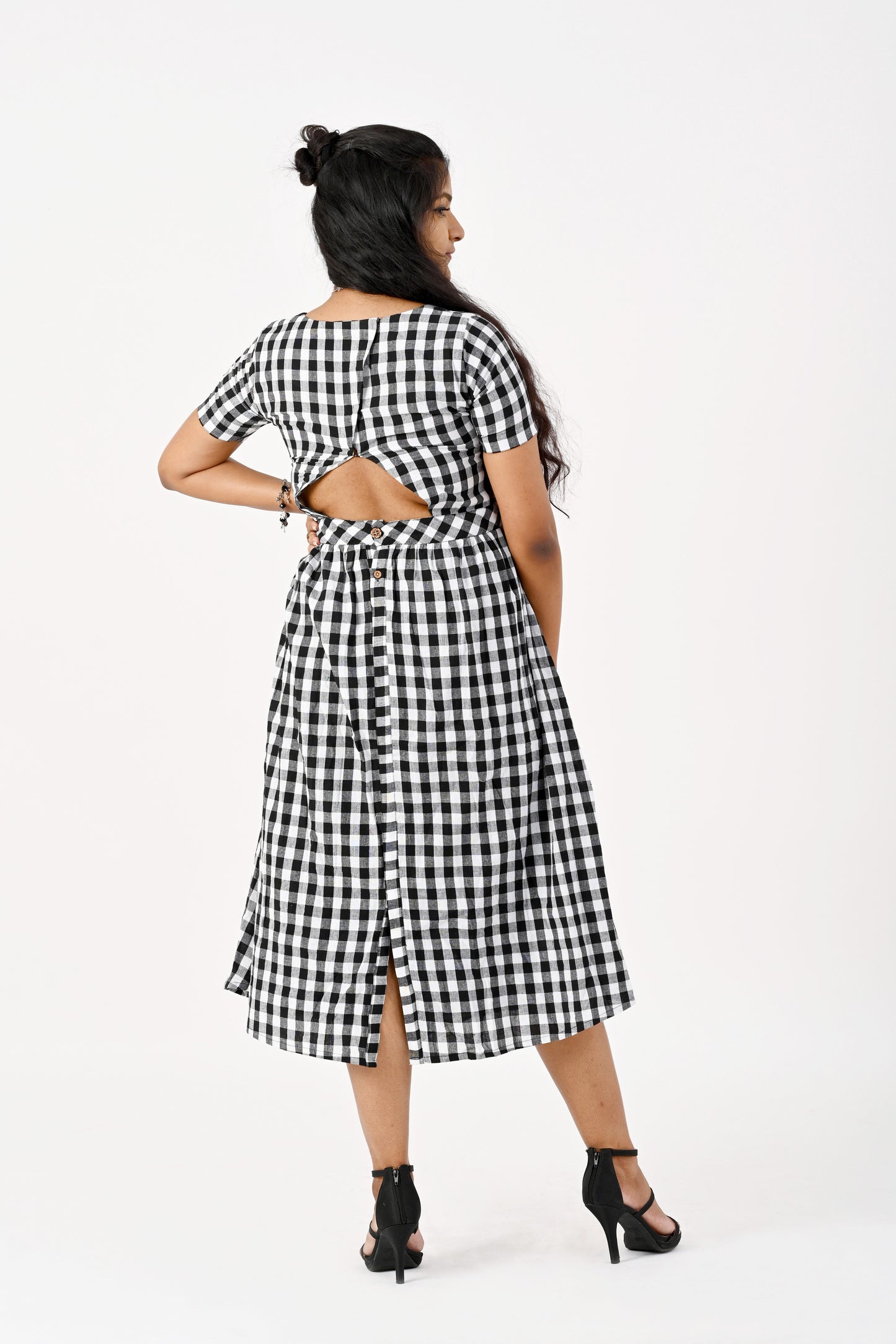 Black and White Checks Dress HANDLOOM