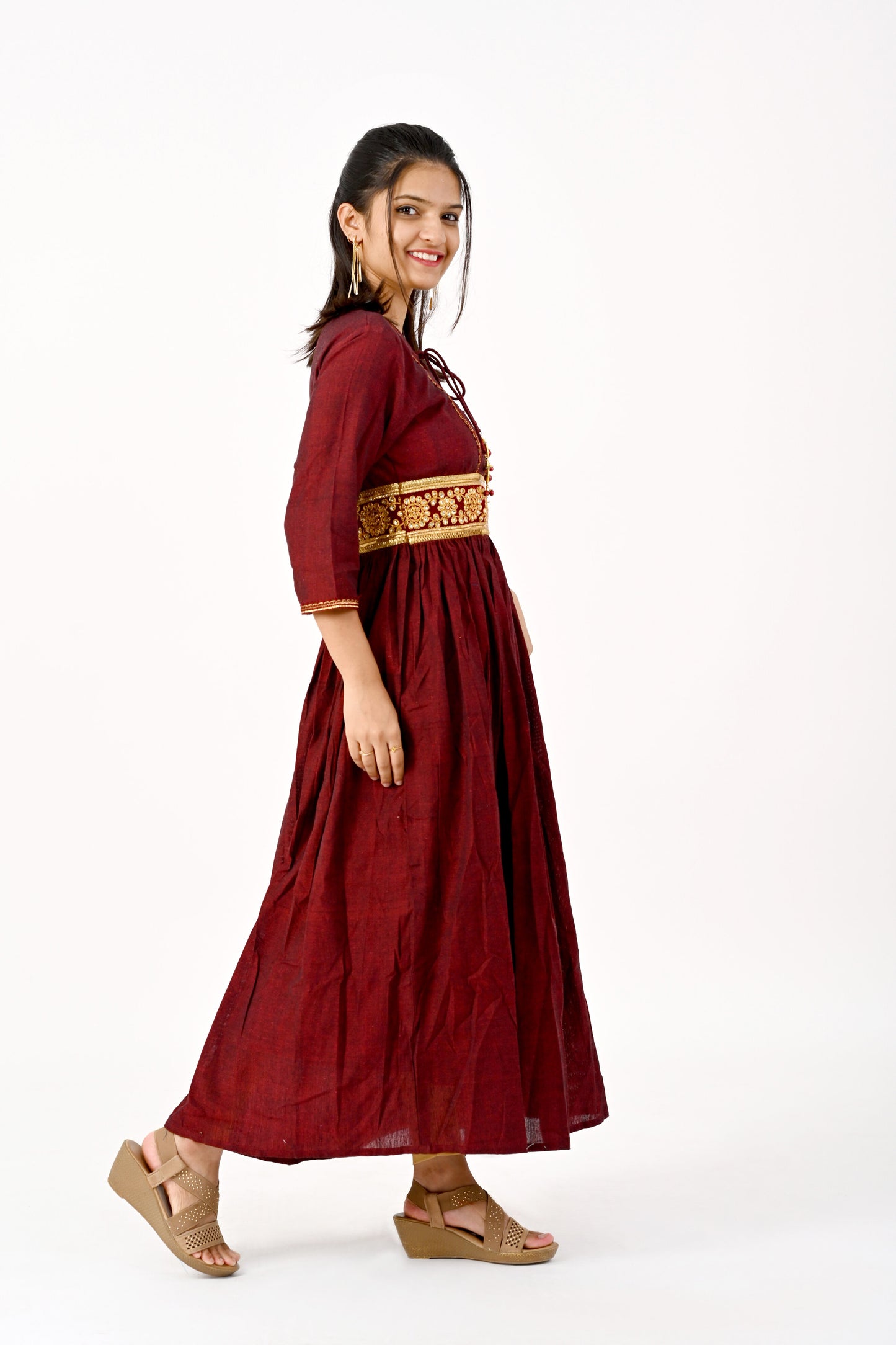 Maroon anarkali HANDLOOM