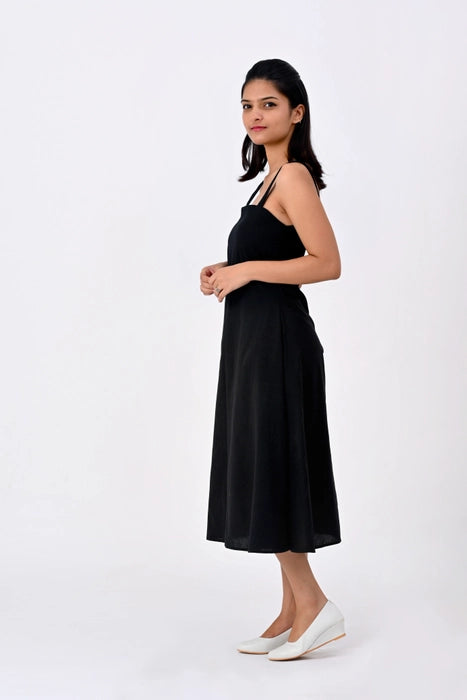 Black A-line Strap dress