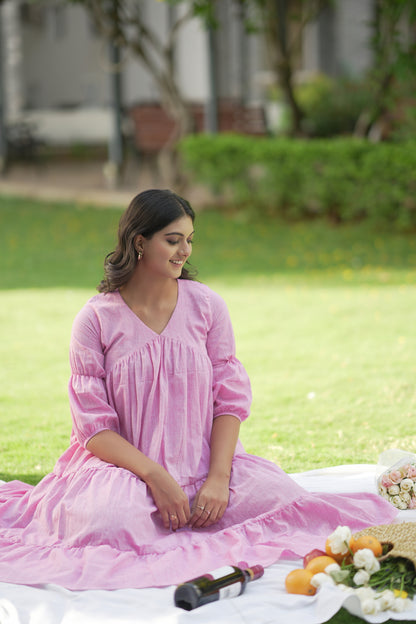 Pink Flare Tired Dress