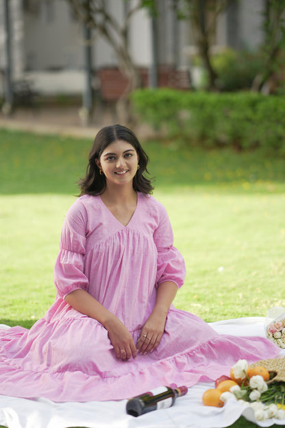 Pink Flare Tired Dress