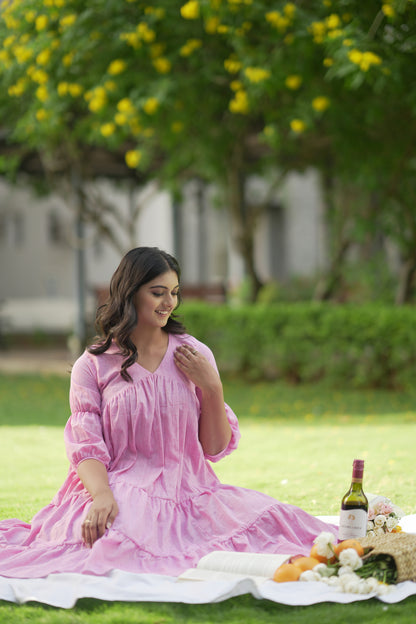 Pink Flare Tired Dress