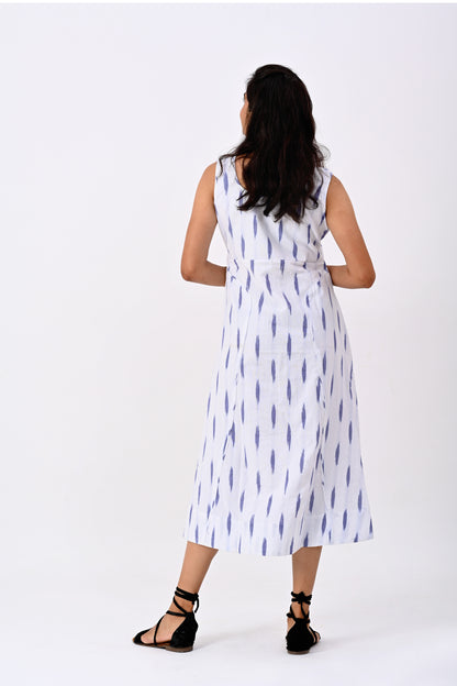 White Ikkat Dress with cord details