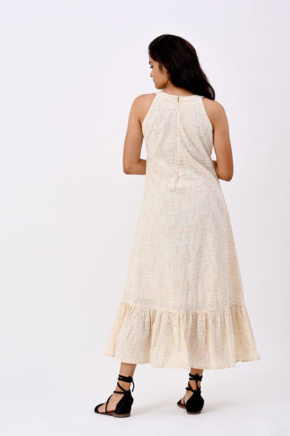 White halter neck dress