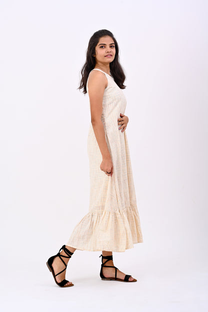 White halter neck dress