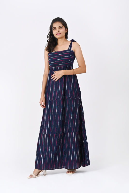 Navy Blue Ikkat Maxi