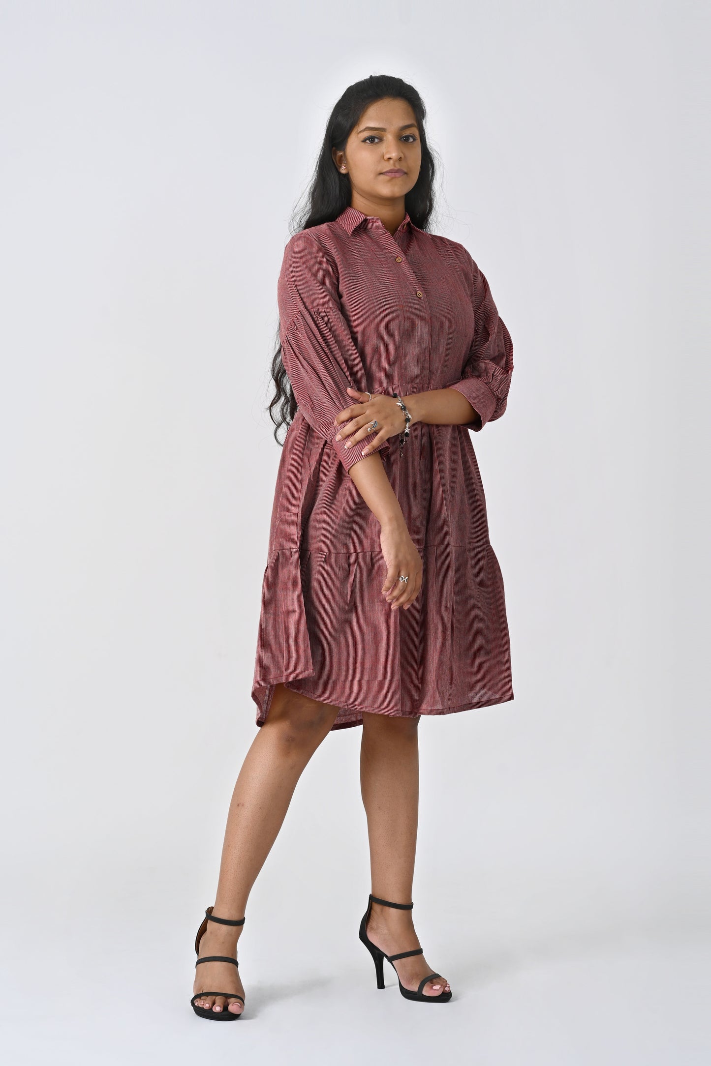 Maroon Stipe Frock