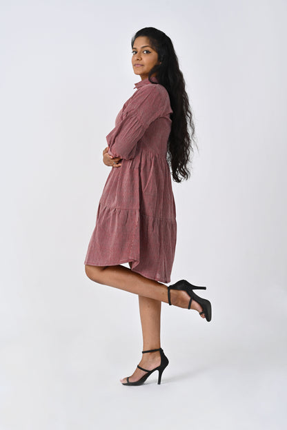 Maroon Stipe Frock