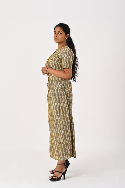 Olive White Ikkat Co-Ord