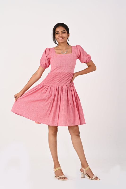 Pink Pin Tuck Dress