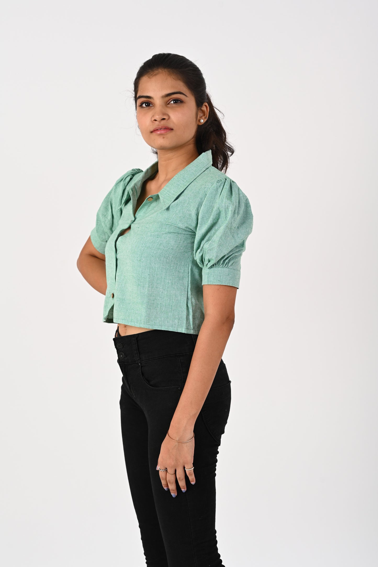 Sea Foam Green Crop Shirt