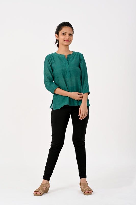 Bottle green Short top HANDLOOM