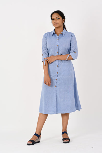 Blue HANDLOOM Shirt Dress