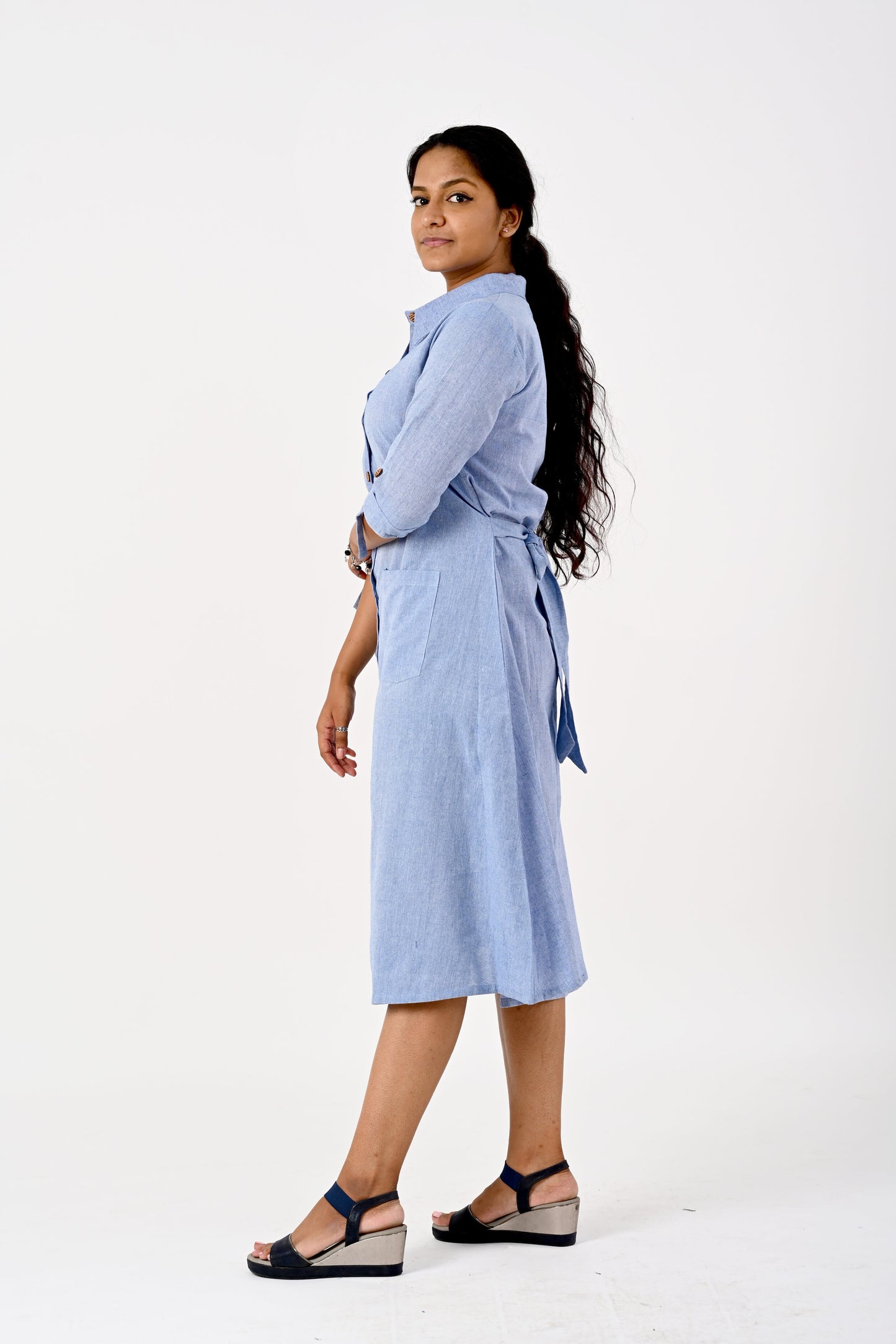 Blue HANDLOOM Shirt Dress
