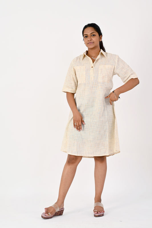 White kora collar dress - HANDLOOM