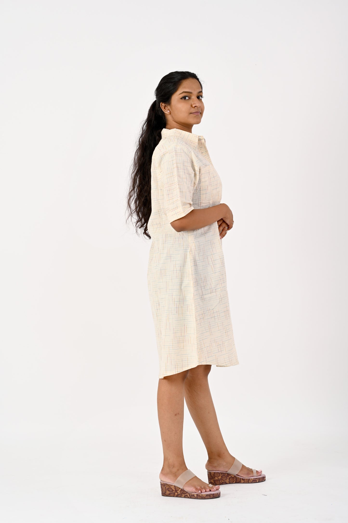White kora collar dress - HANDLOOM