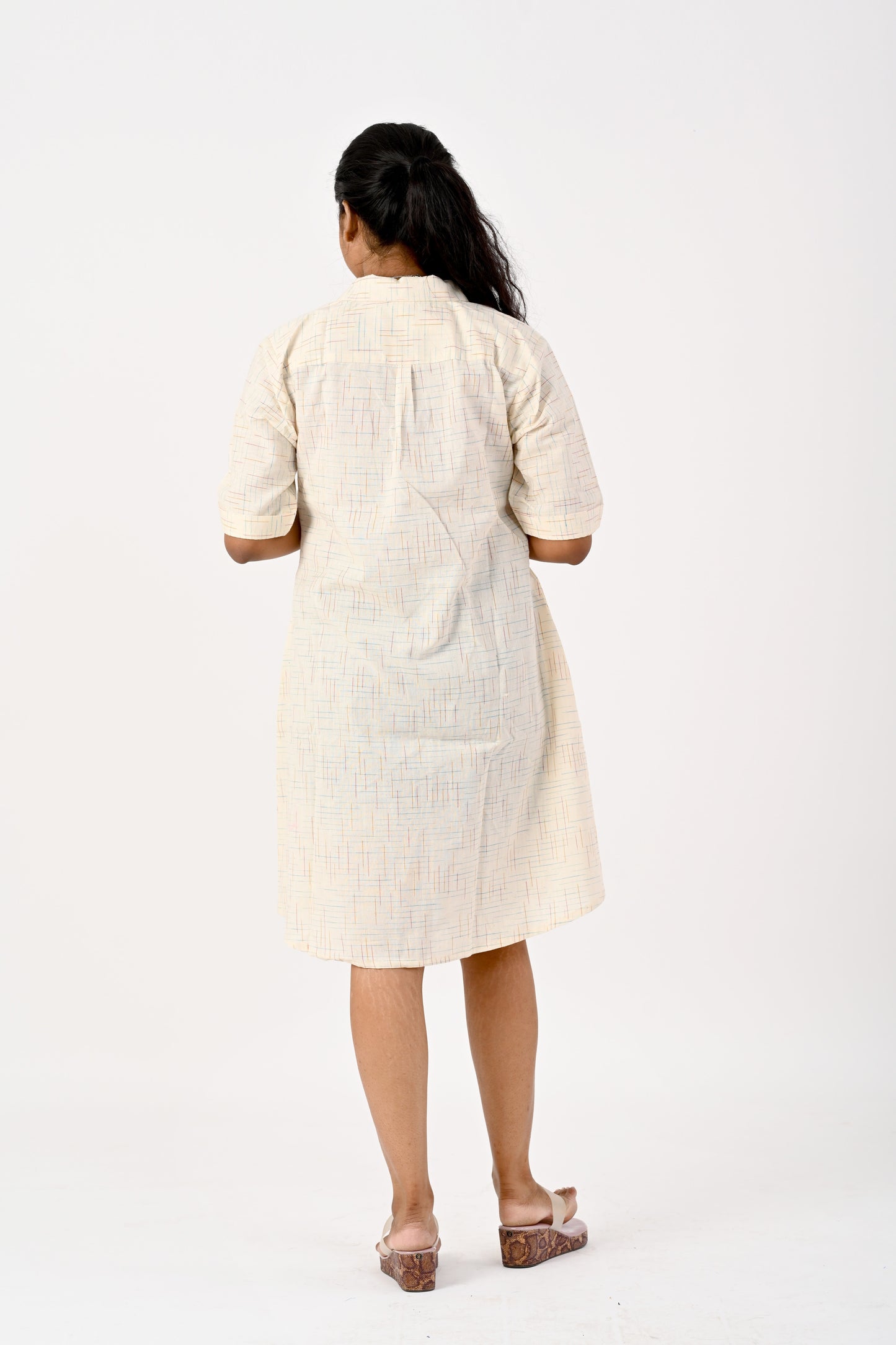 White kora collar dress - HANDLOOM