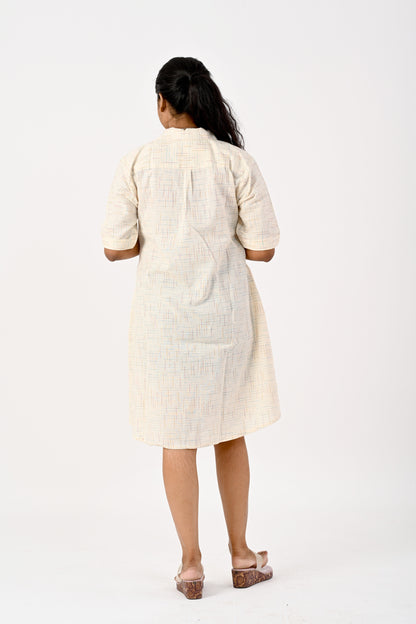 White kora collar dress - HANDLOOM