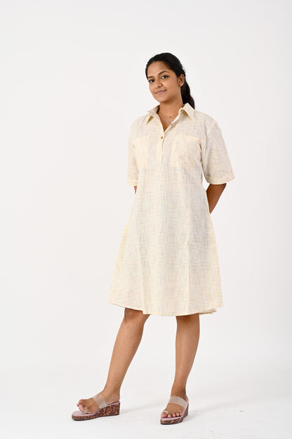 White kora collar dress - HANDLOOM