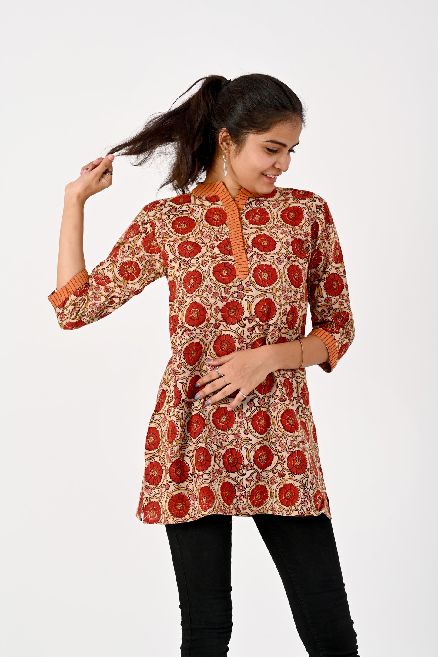 Kalamkari Red Tunic top HANDLOOM