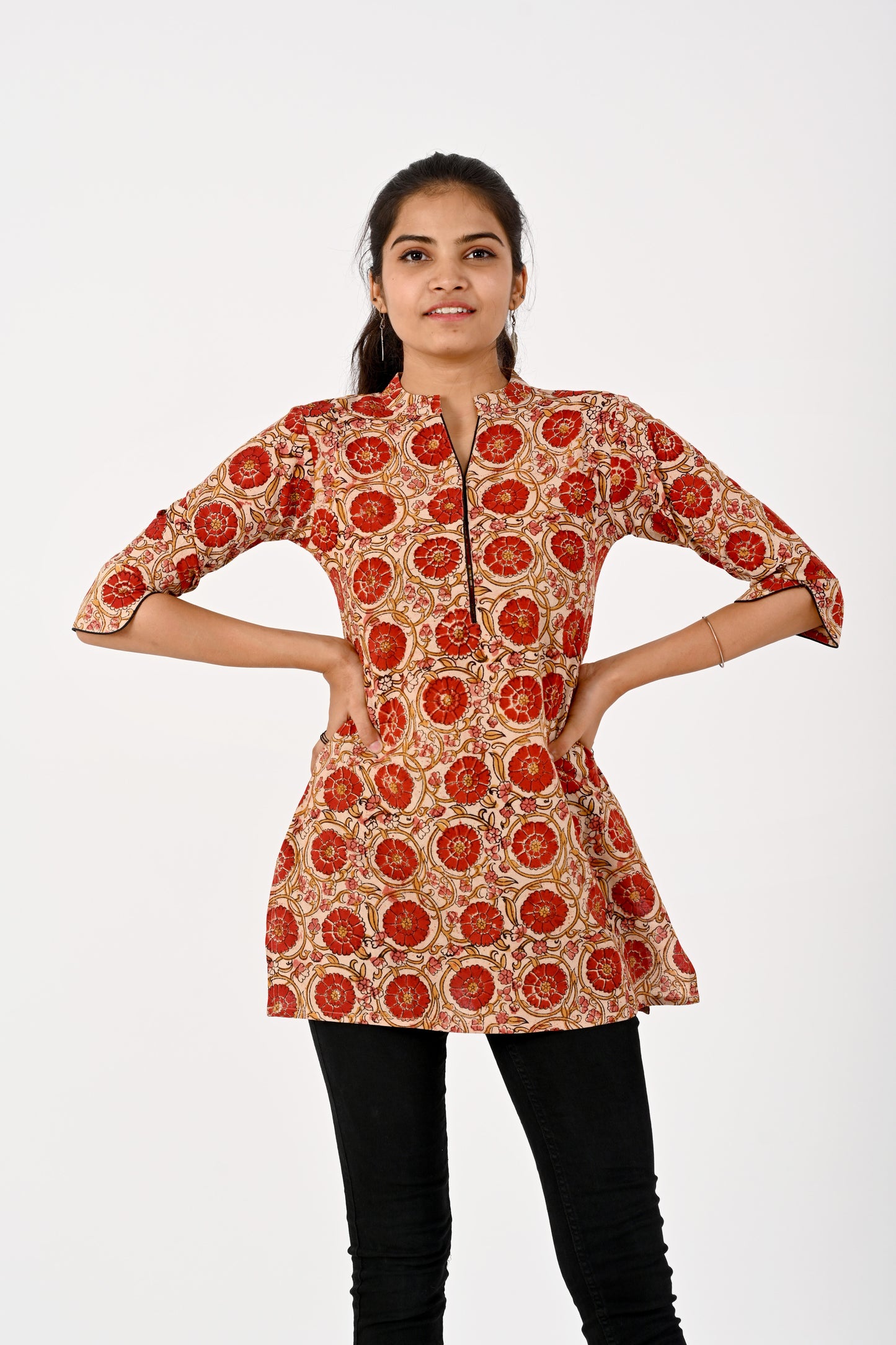 Kalamkari Red Tunic top HANDLOOM