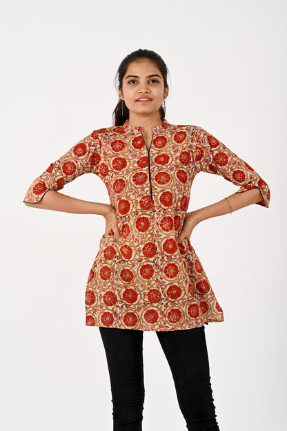 Kalamkari Red Tunic top HANDLOOM
