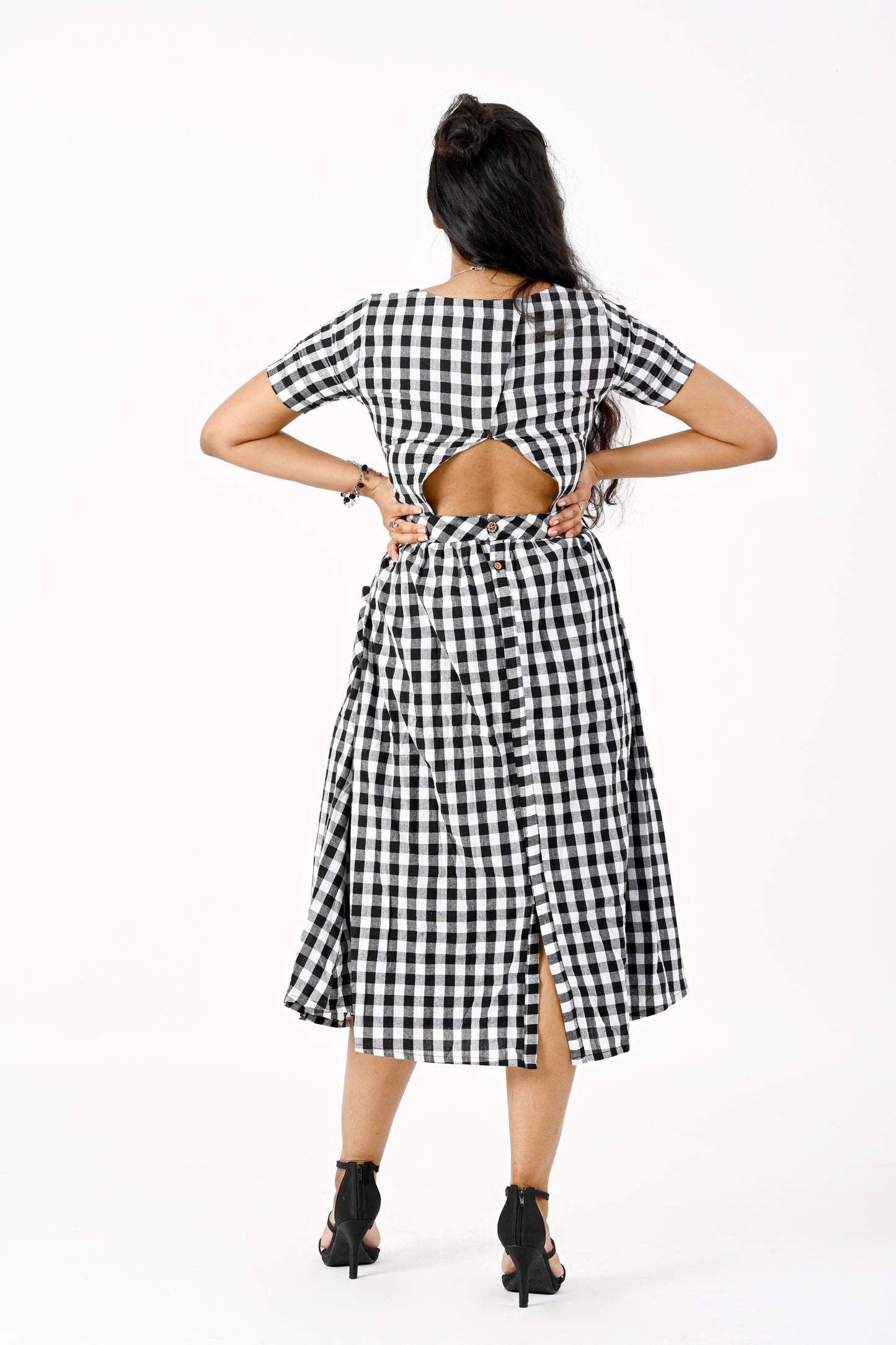 Black and White Checks Dress HANDLOOM