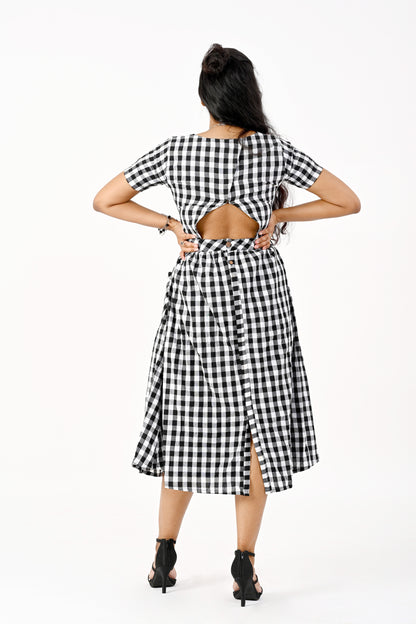 Black and White Checks Dress HANDLOOM