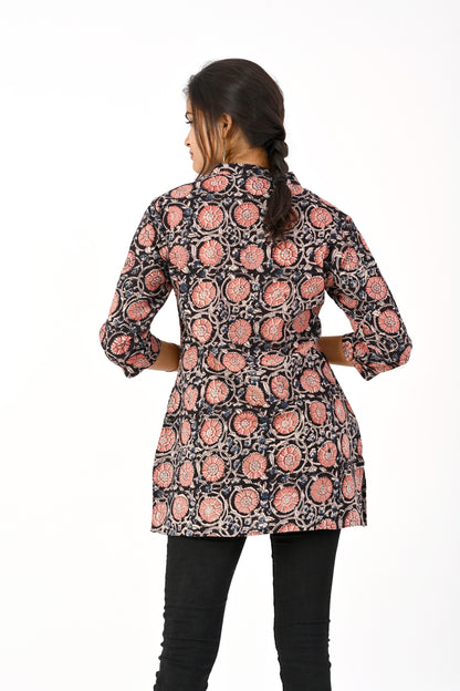 Kalamkari black tunic top HANDLOOM