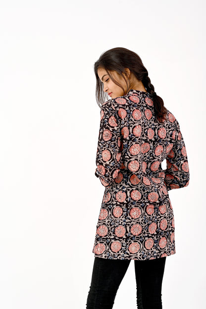 Kalamkari black tunic top HANDLOOM
