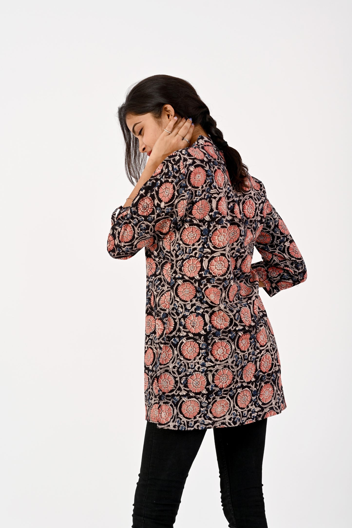 Kalamkari black tunic top HANDLOOM