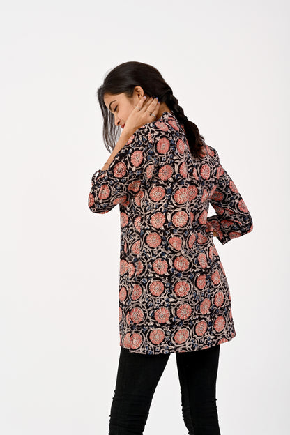 Kalamkari black tunic top HANDLOOM
