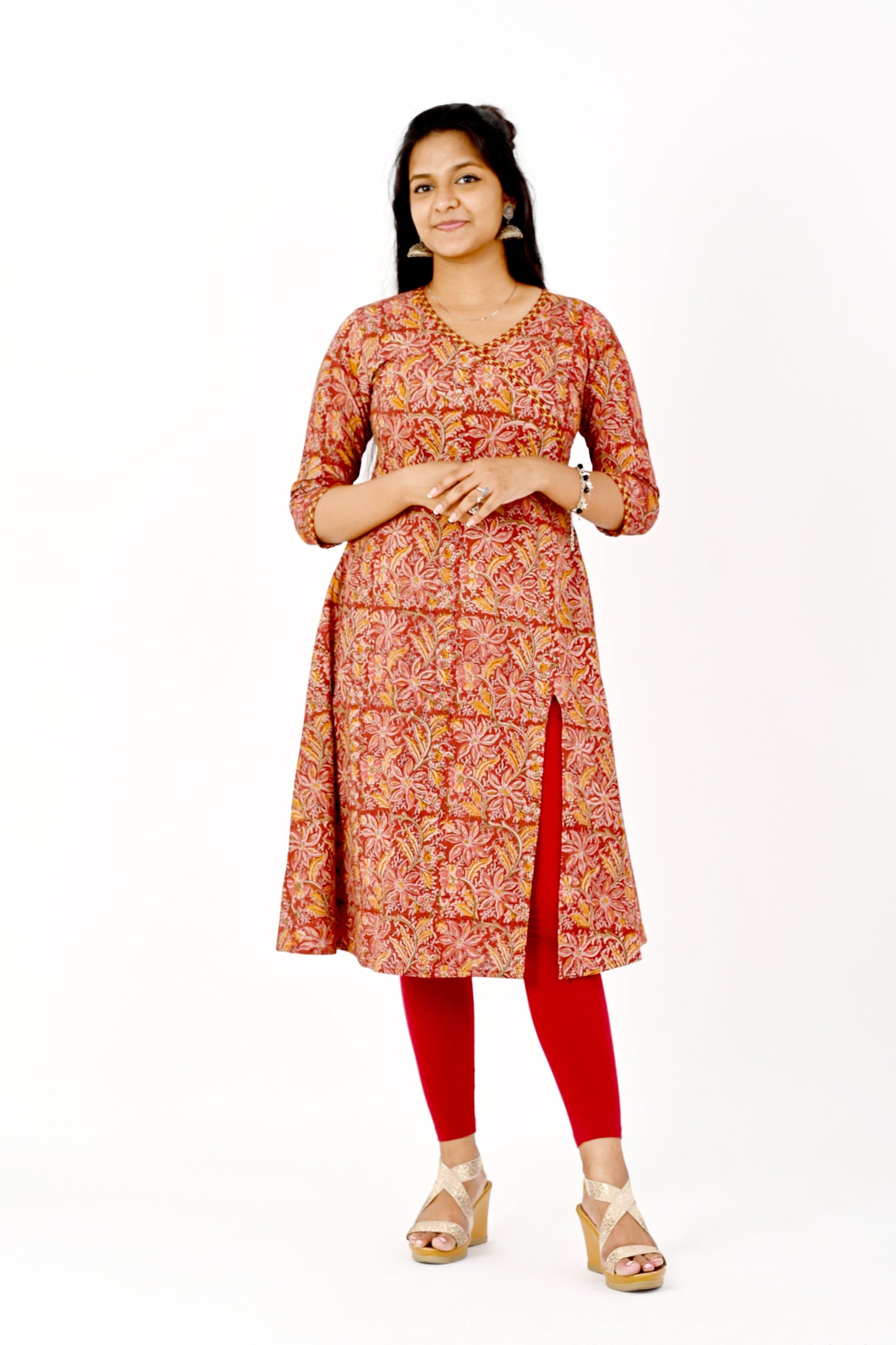 Kalamkari Block Printed Red Kurta