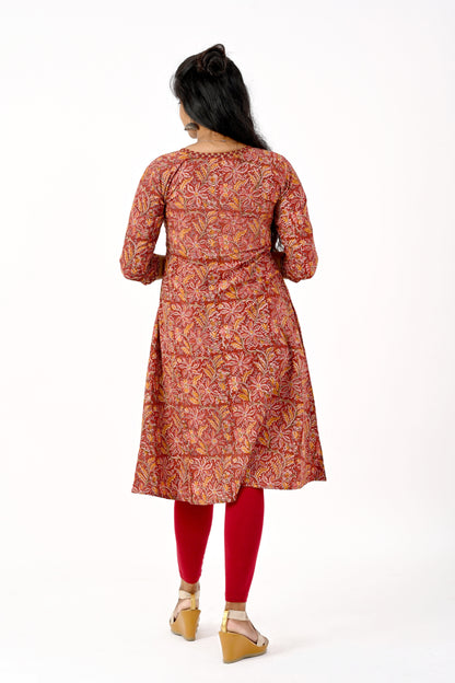 Kalamkari Block Printed Red Kurta