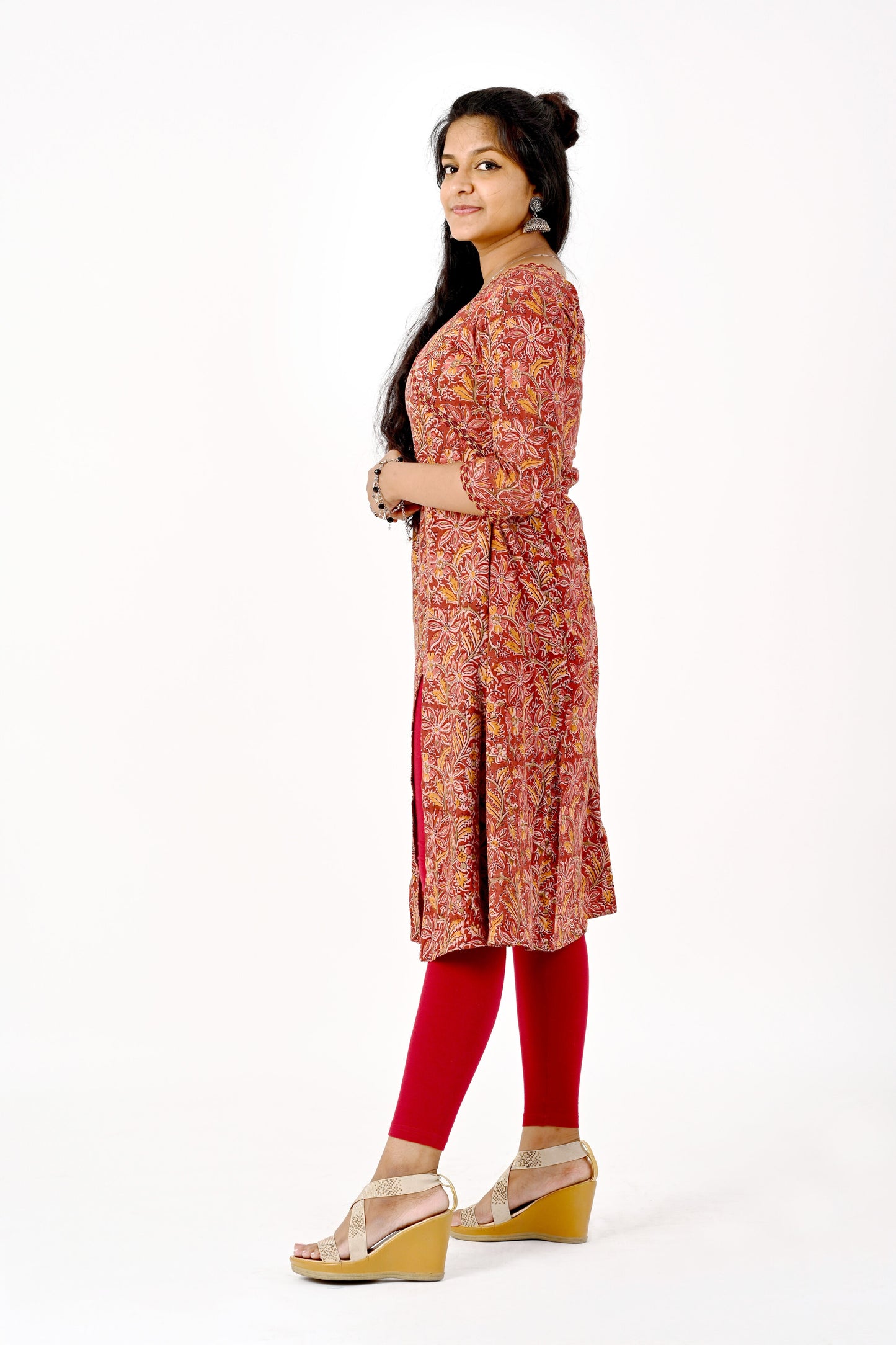 Kalamkari Block Printed Red Kurta