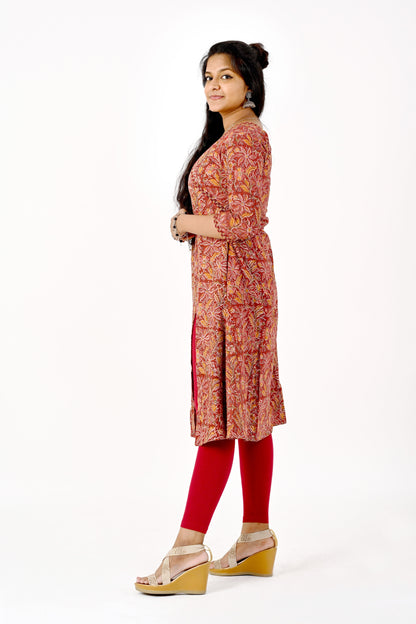 Kalamkari Block Printed Red Kurta