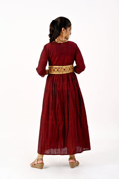 Maroon anarkali HANDLOOM