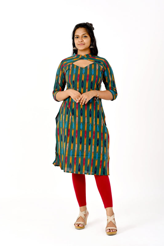 Green Ikkat Kurta