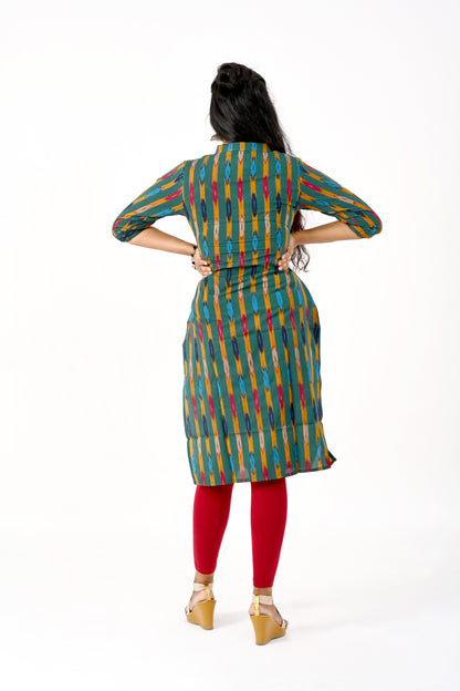 Green Ikkat Kurta