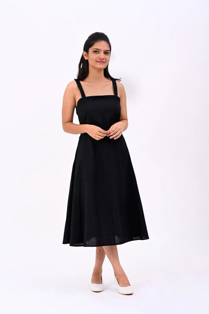 Black A-line Strap dress