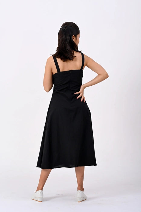 Black A-line Strap dress