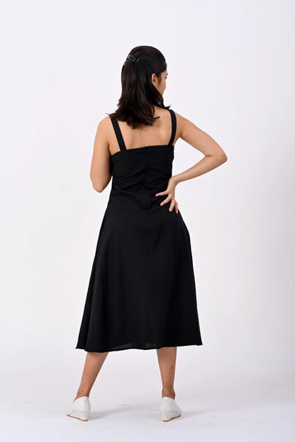 Black A-line Strap dress