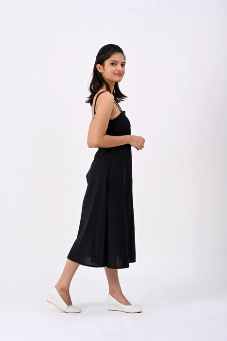 Black A-line Strap dress