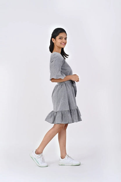 Grey Tie Dress HANDLOOM
