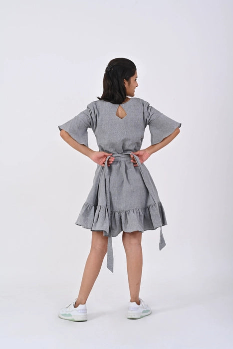 Grey Tie Dress HANDLOOM