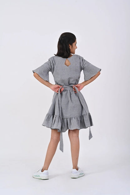 Grey Tie Dress HANDLOOM