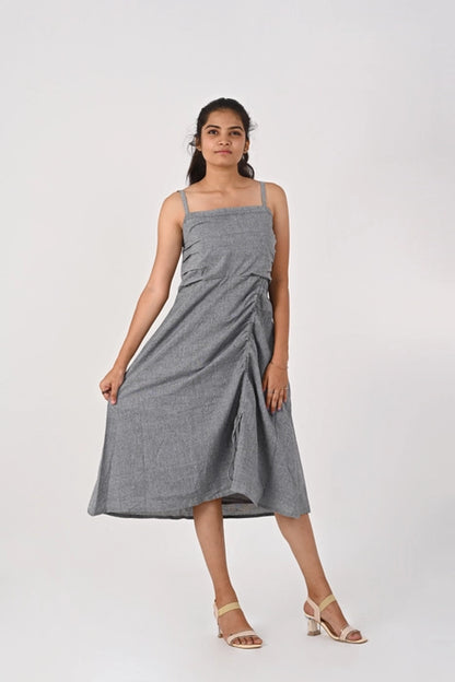 Grey dress with string up HANDLOOM